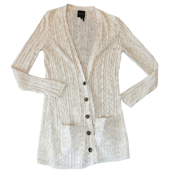 Nic+Zoe knite grey/cream button cardigan. pockets. size small - Picture 3 of 17